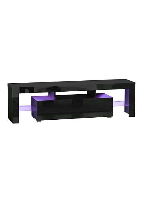 HOMCOM High Gloss TV Stand Cabinet with Remote