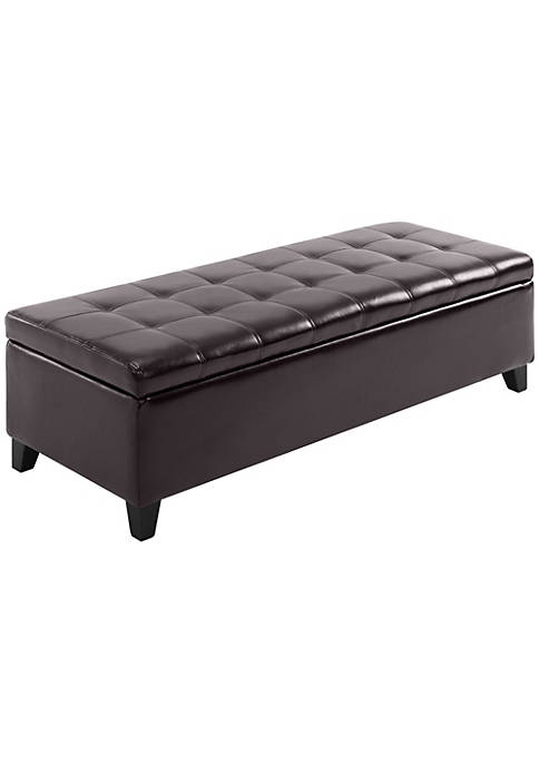 HOMCOM Large 51&quot; Tufted Faux Leather Ottoman Storage