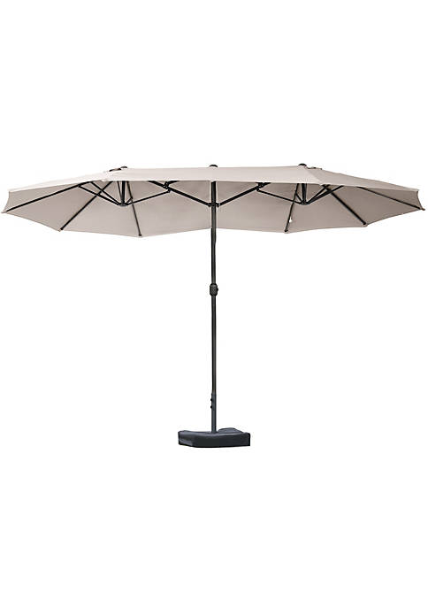 15 Steel Rectangular Outdoor Double Sided Market Patio Umbrella with UV Sun Protection and Easy Crank Coffee