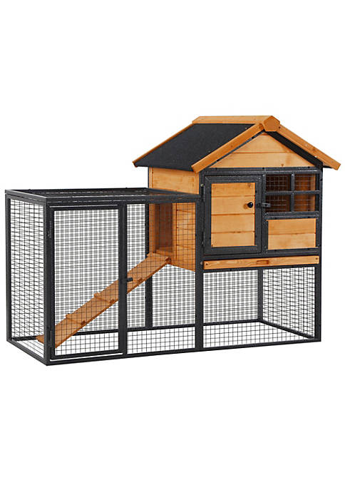 PawHut 2 Level Rabbit Hutch Bunny Cage with