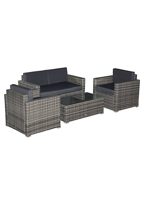 Outsunny 4 Piece Cushioned Patio Furniture Set with