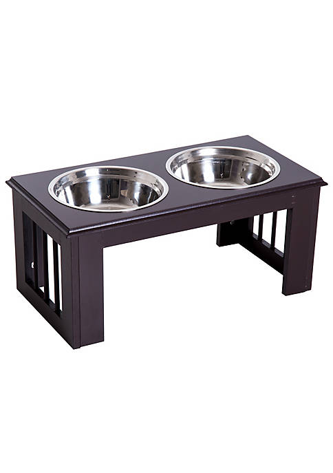 PawHut Durable Wooden Dog Feeding Station with 2