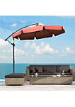 9FT Offset Hanging Patio Umbrella Cantilever Umbrella with Easy Tilt Adjustment Cross Base and 8 Ribs for Backyard Poolside Lawn and Garden Wine Red