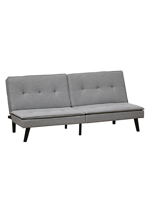 Convertible Lounge Futon Sofa Bed/3 Seater Tufted Fabric Upholstered Sleeper with Adjustable Backrest Grey