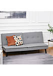 Convertible Lounge Futon Sofa Bed/3 Seater Tufted Fabric Upholstered Sleeper with Adjustable Backrest Grey