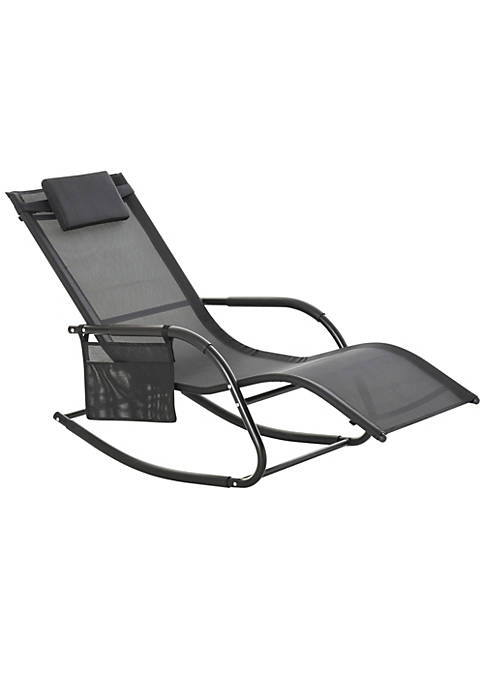 Outsunny Outdoor Rocking Recliner Sling Sun Lounger with