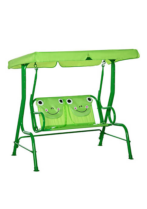 Outsunny 2 Seat Kids Canopy Swing Children Outdoor