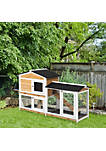 2 Tier Wood Rabbit Hutch Backyard Bunny Cage Small Animal House with Ramp and Outdoor Run Yellow