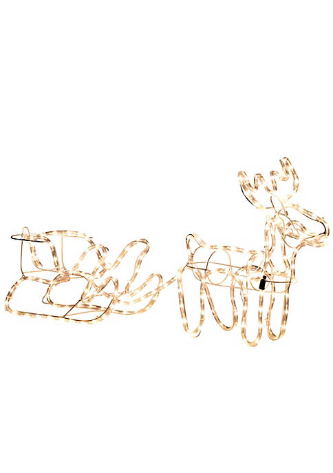 Outsunny 35" Christmas Reindeer and Sleigh with LED