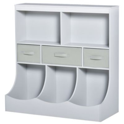 HOMCOM Toy Chest Kids Cabinet Storage Organizer for Toys Clothes Books, White