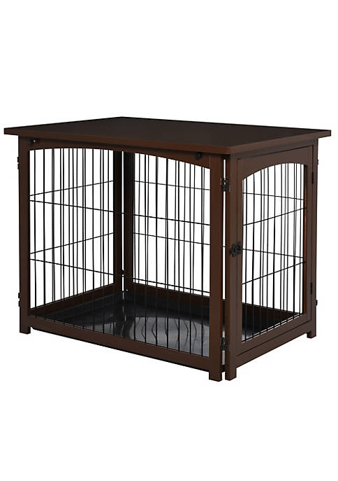 PawHut Wooden Decorative Dog Cage Pet Crate with