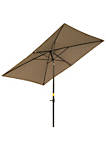 6.6 X 10 ft Rectangular Market Umbrella Patio Outdoor Table Umbrellas with Crank and Push Button Tilt Coffee