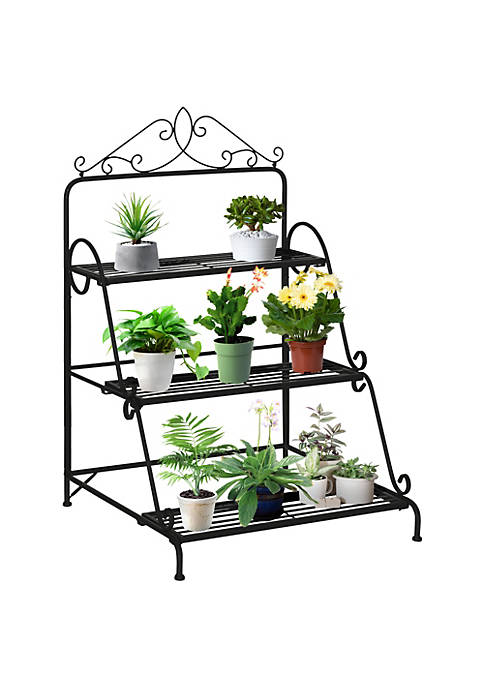 Outsunny 3 Tier Metal Plant Stand Ladder Display