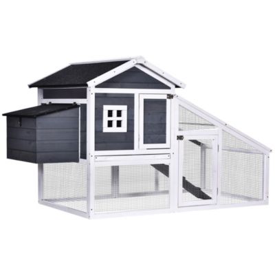 60" Large Deluxe Wooden Chicken Coop Backyard Nest Box Hen House Hutch w/Run 