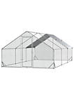 Galvanized Metal Chicken Coop Cage Walk In Poultry Playpen with Cover and Lockable Door for Outdoor Backyard 10 x 20 x 6 Silver