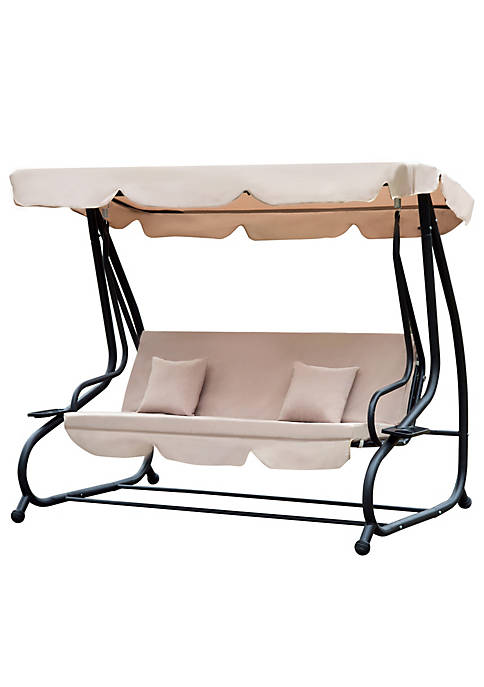 Outsunny 3 Seat Outdoor Free Standing Covered Swing