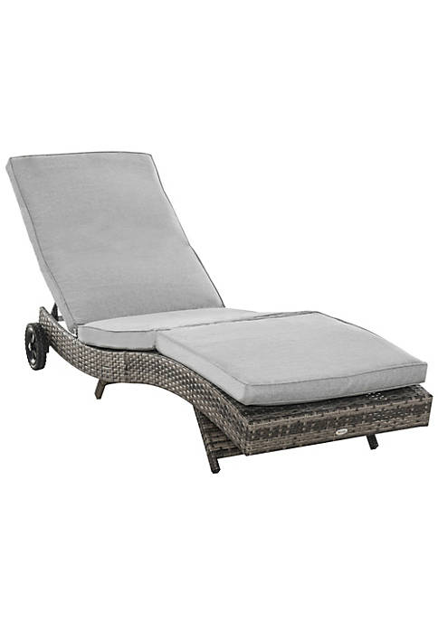 Outsunny Outdoor PE Rattan Patio Chaise Lounge Chair