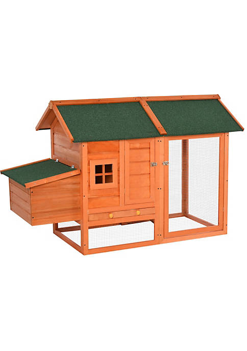 PawHut 67&quot; Wooden Chicken Coop Outdoor Chicken House
