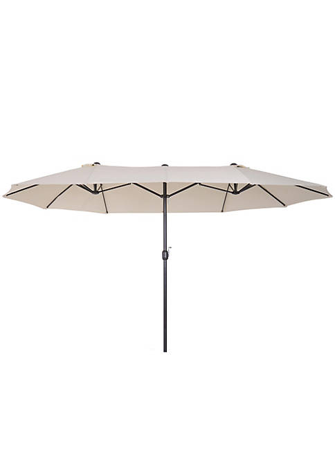 15ft Patio Umbrella Double Sided Outdoor Market Extra Large Umbrella with Crank Handle for Deck Lawn Backyard and Pool Cream White