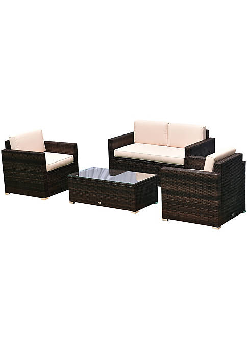 Outsunny 4 Piece Cushioned Patio Furniture Set with