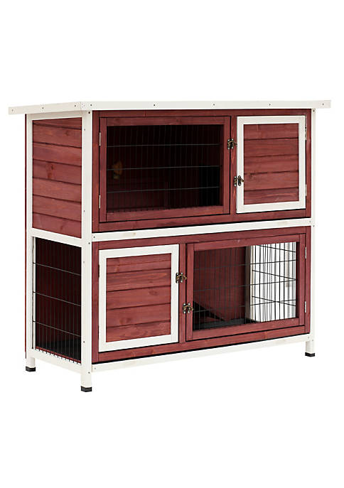 PawHut 48&quot; 2 Story Elevated Wooden Rabbit Hutch
