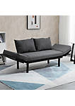 Single Person Chaise Lounger Modern Sofa Bed with 5 Adjustable Positions 2 Large Pillows and Birch Legs Charcoal Grey