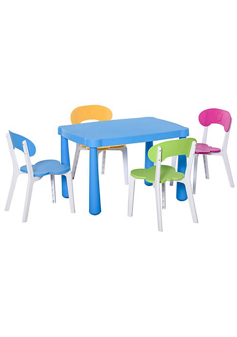 HOMCOM Kids Plastic Table and Chair Set Childrens