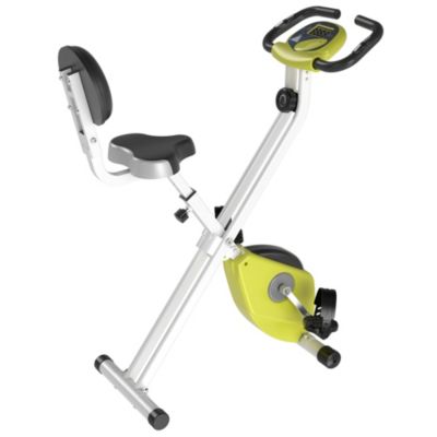 Soozier Foldable Upright Training Exercise Bike Indoor Stationary X Bike With 8 Levels Of Magnetic Resistance For Aerobic Exercise Yellow