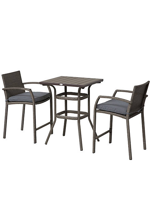 Outsunny 3 PCS Rattan Wicker Bar Set with