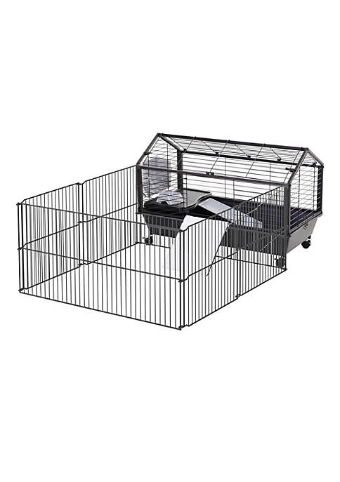 PawHut 35" Small Animal Cage Bunny Playpen with