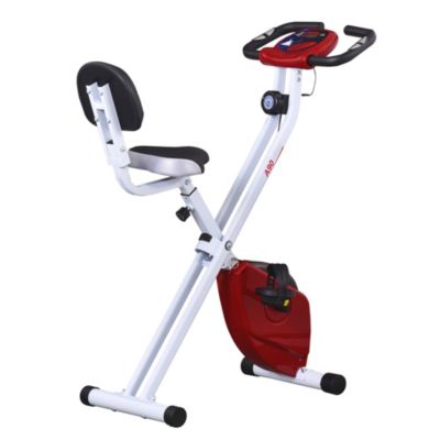 Soozier Foldable Upright Training Exercise Bike Indoor Stationary X Bike With 8 Levels Of Magnetic Resistance For Aerobic Exercise Red