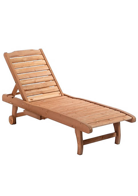 Outsunny Outdoor Sun Lounger Wooden Chaise Lounge Chair