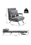 Single Person Folding 5 Position Convertible Sofa Bed Sleeper Chair Chaise Lounge Couch w/Pillow and Steel Frame for Home office Light Grey