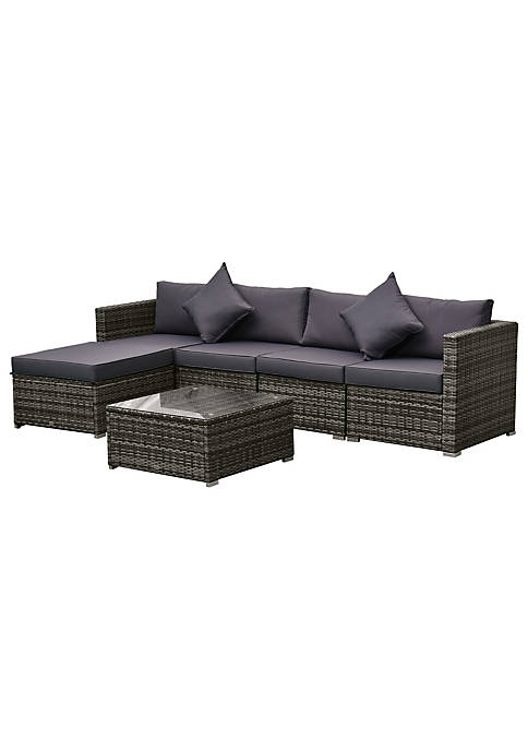 Outsunny 6 Pieces Patio Wicker Sofa Set Sectional