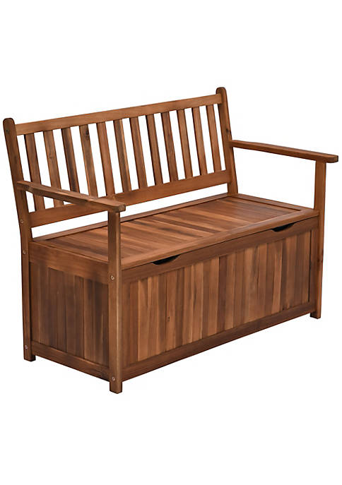 Outsunny 41 Gallon Outdoor Storage Bench Wooden Deck