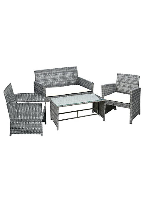 Outsunny 4 Piece Wicker Outdoor Rattan Furniture Set