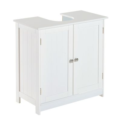 HomCom 24 Under Sink Storage Cabinet with 2 Doors and Shelves, Pedestal  Sink Bathroom Vanity Furniture