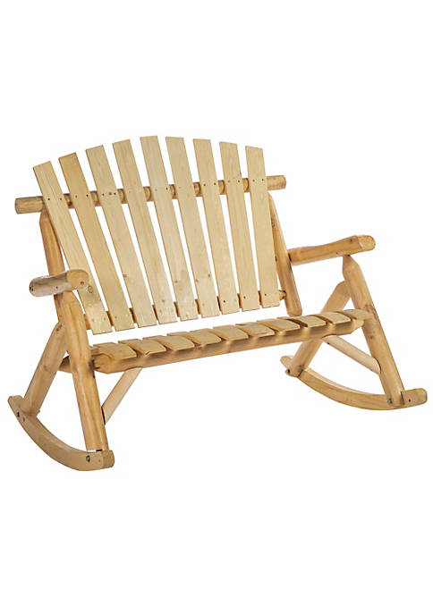 Outsunny Outdoor Adirondack Rocking Chair with Log Slatted