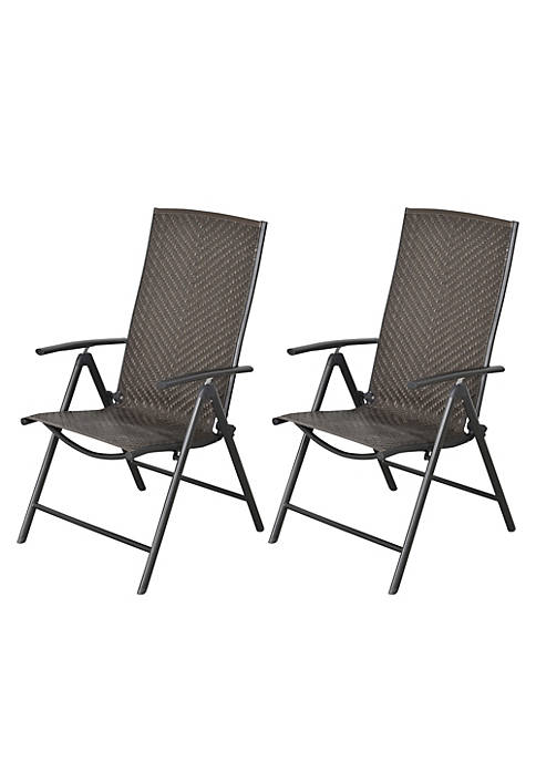 Outsunny 2PCS Rattan Wicker Patio Dining Chairs with
