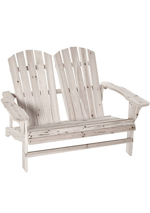 Outsunny Outdoor Adirondack Chair Wooden Loveseat Bench Lounger