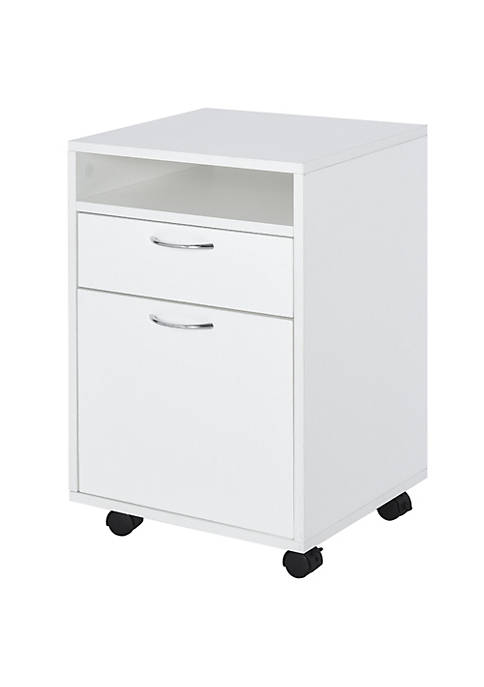 HOMCOM Mobile File Cabinet Organizer with Drawer and