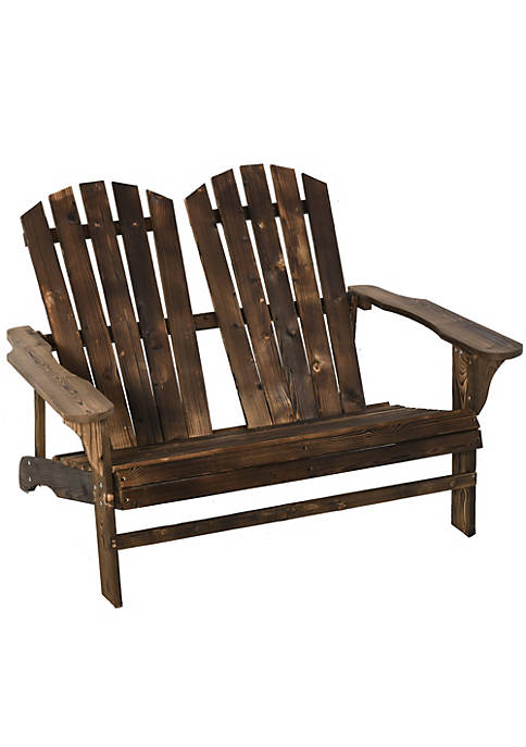 Outsunny Outdoor Adirondack Chair Wooden Loveseat Bench Lounger