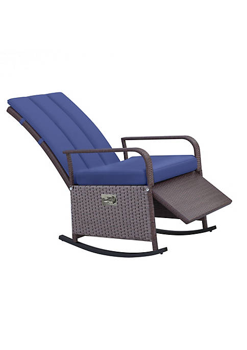 Outsunny Outdoor Rattan Wicker Rocking Chair Patio Recliner