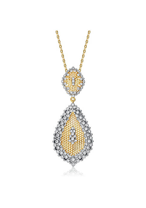 Rozzato Rhodium And 14k Gold Plated Cubic Zirconia