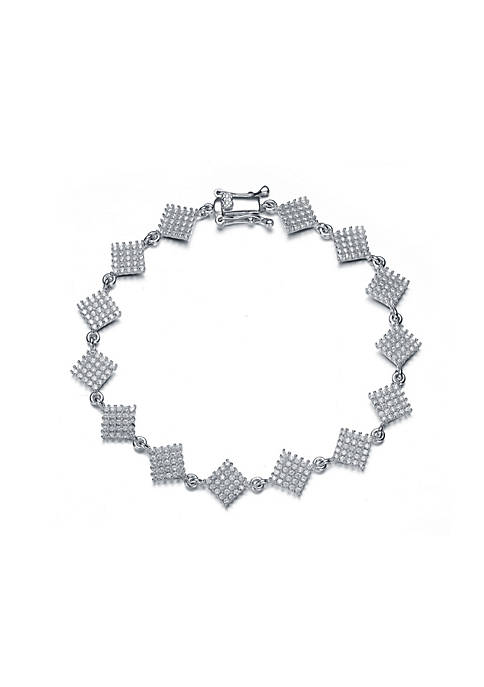 Rozzato .925 Sterling Silver Cubic Zirconia Square Bracelet