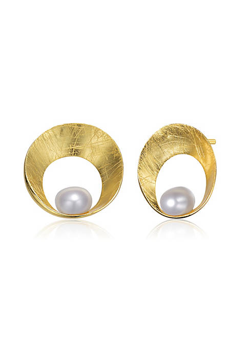 Rozzato .925 Sterling Silver Gold Plated Freshwater Round