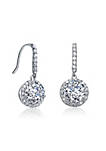 .925 Sterling Silver Cubic Zirconia Round Halo Drop Earrings