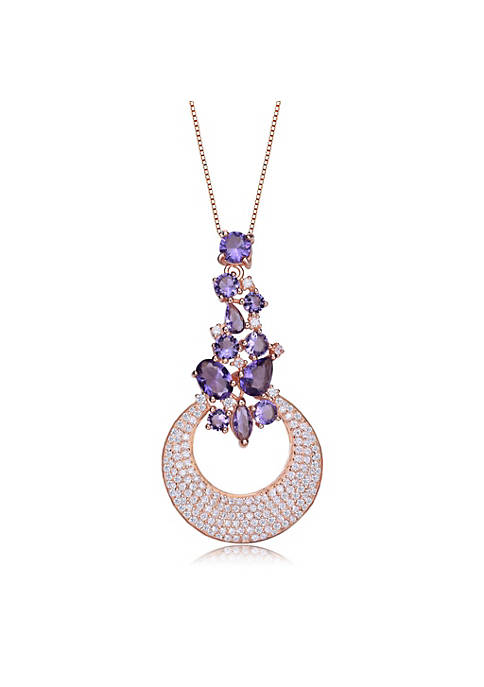 Rozzato 14k Rose Gold Plated Clear And Purple
