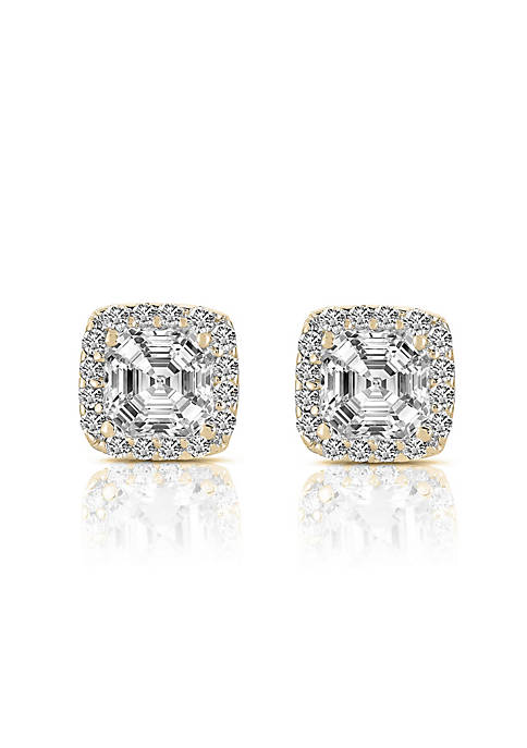 Rozzato .925 Sterling Silver Gold Plated Square Stud