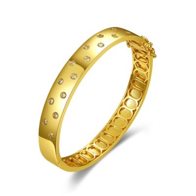 Rozzato Lab Created 14K Yellow Gold Plated With Diamond Cubic Zirconia Starry Sky Bangle Bracelet